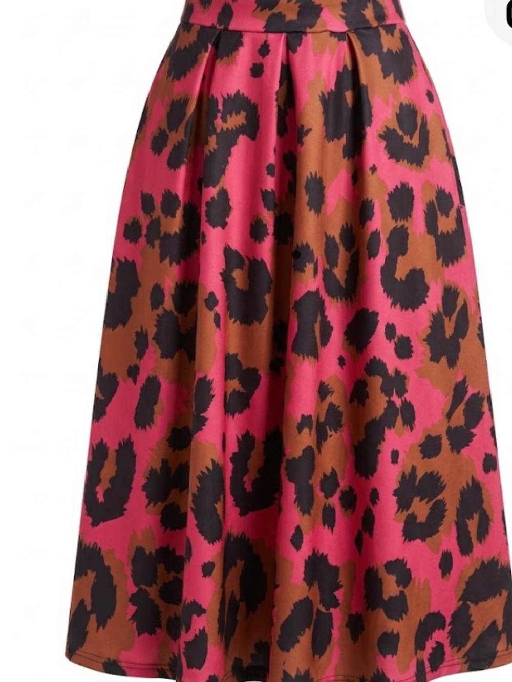 Women’s Pink and Black Leopard Print Midi Skirt. Size Medium